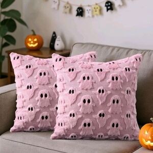 Fall Halloween Ghost Throw Pillow Covers 18x18 Set of 2